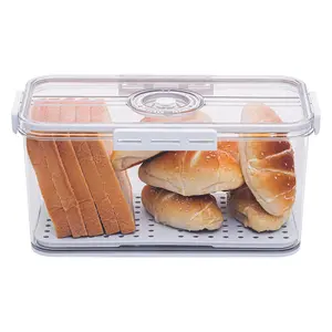 ONESHOW Food Grade Airtight Transparent Bread Box with Silicone Sealing Rings & Detachable Tray for Freshness Kitchen Storage Sturdy Grain Dispenser Healthy Eating Containers Value Pack