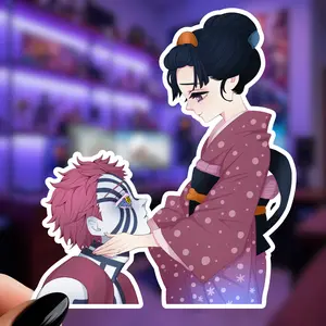 Akaza Demon Slayer Inspired Anime Sticker or Magnet Waterproof UV Protection Anime Art Hashira Character Based Glossy Vinyl Laminated