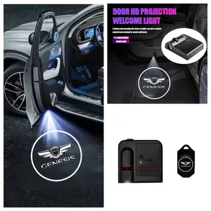 2PCS Genesis Logo Car Welcome Light, LED Car Lights, No-Drill Install Door Projector Ambient Light Sticker, Universal Fit for Most Vehicle Models, Car Light Embellishments