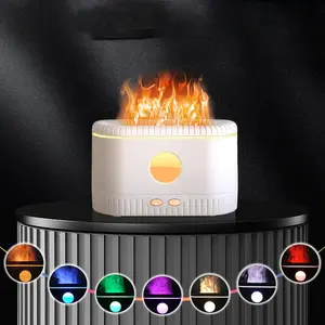 Essential Oil Diffuser,Colorful Flame Air Aroma Diffuser Humidifier,Upgraded 7 Flame Colors Noiseless Essential Oil Diffuser for Home,Office,Yoga with Auto-Off Protection(200mL,Black)