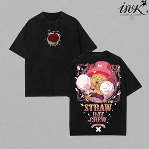 Tony Tony Chopper T-Shirt Anime Vintage Washed Tee Cute Graphic Oversize Heavyweight Cotton T-shirt Unisex Gift For Pirate Manga Fan Y2K Fashion - Straw Hat Crew Doctor