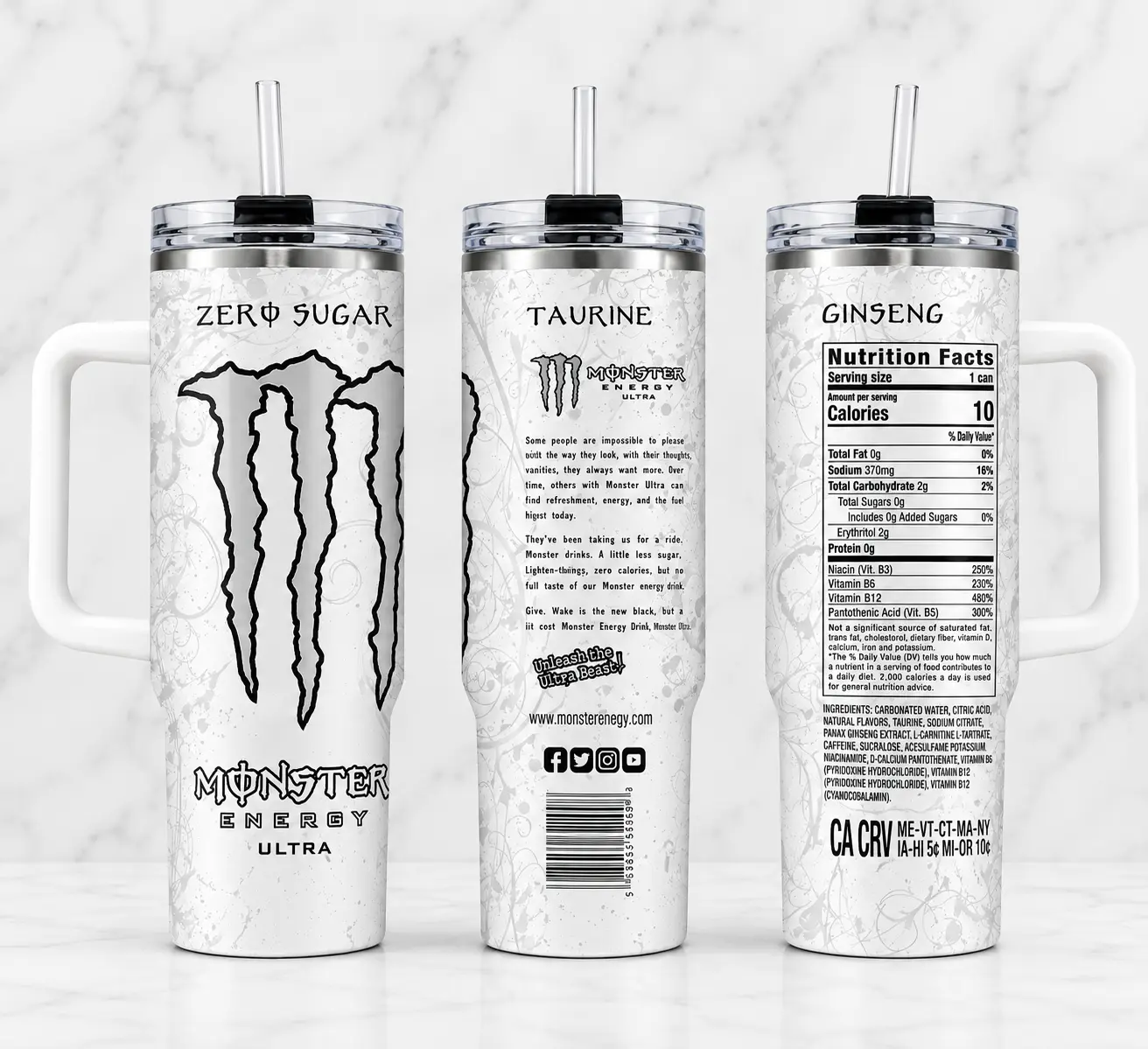 40oz 30oz 20oz Monster series stainless steel sports water bottle(With a straw) - large capacity Insulated cup, portable water cup, hydration tumbler, fitness and outdoor Camping Tumbler