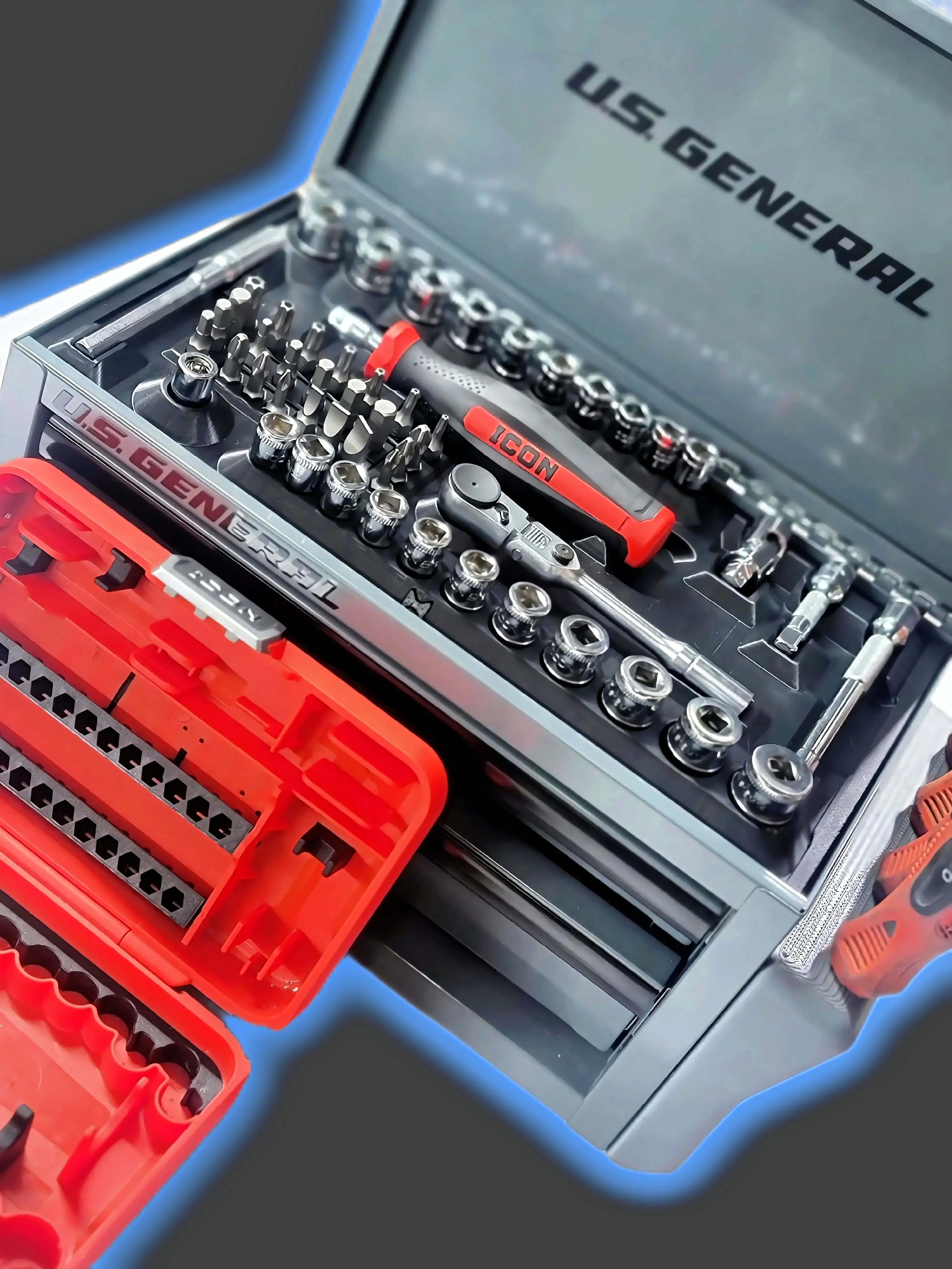 52pc Compact Socket Set Organizer for Mini Toolboxes - Drop-In