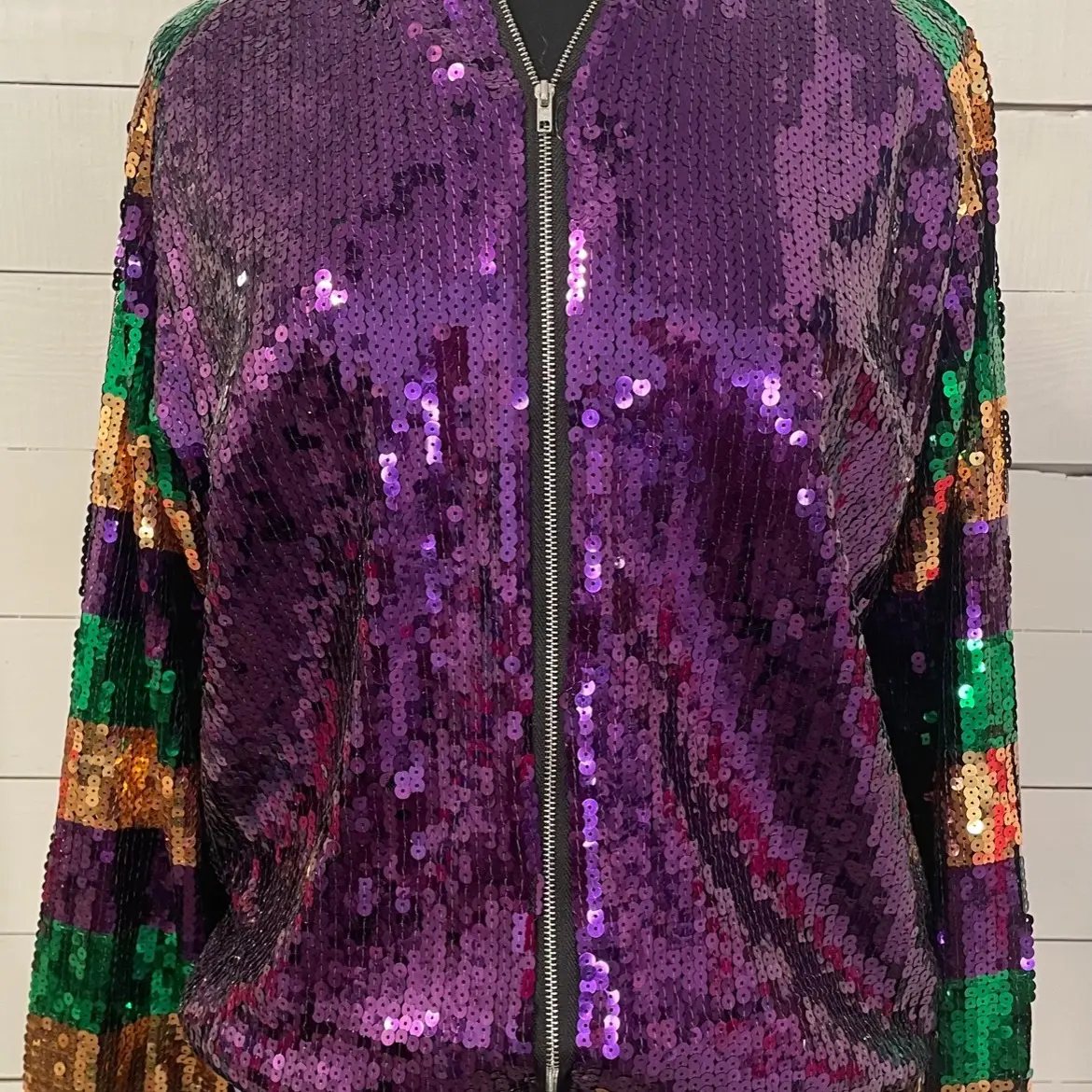Mardi Gras Sequin Bomber Jacket, Mardi Gras Sequin Jacket, Multicolor Sequin Jacket, Sequin Bomber Jacket, Woman Jacket, Mardi Gras outfit, Sequin Jacket, Mardi Gras Jacket