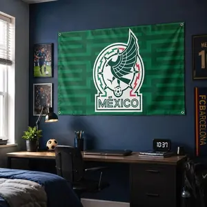 Mexico Football Flag Tapestry, Soccer Fan Wall Decor, Mexican Team Room Banner
