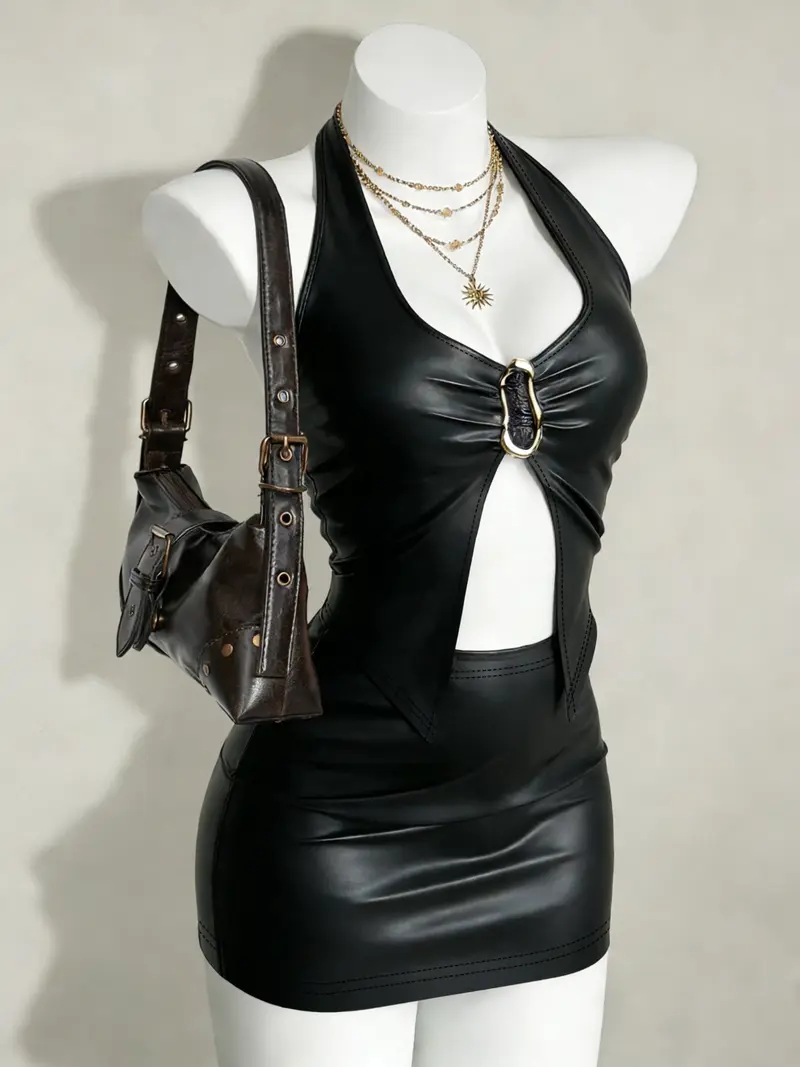 leather two piece set outfit - TikTok Shop leather two piece set outfit - TikTok Shop