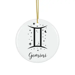 Gemini Zodiac Ceramic Ornament — Astrology Star Sign Holiday Ornament