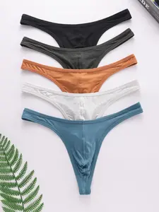 Men's Thong Underwear Set, Seamless Comfort Cotton Panties, Daily Wear, 5 Pieces, Breathable and Soft Fabric, Perfect for Everyday Use, Underwear All Seasons, Breathable Undergarments