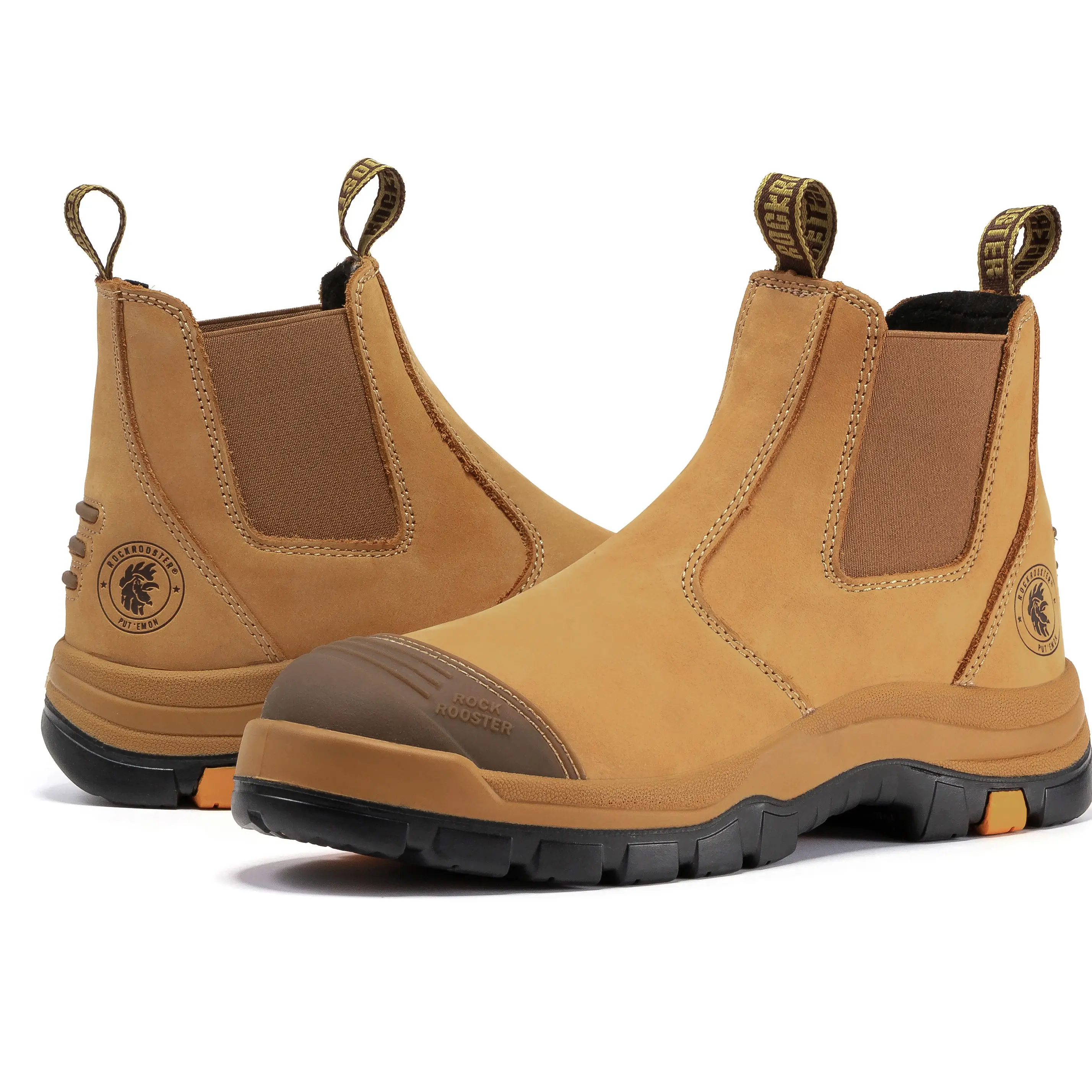 ROCKROOSTER Soft Toe Work Boots for Men Footwear Comfort Shoe boots Botas Slip-resistant Rubber Outsole Nubuck Leather Protective Wide Fit