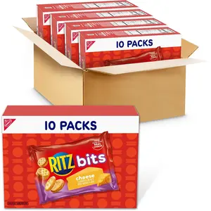 Bits Cheese Sandwich Crackers, Bulk Lunch Snacks, 40 Snack Packs (4 Boxes)