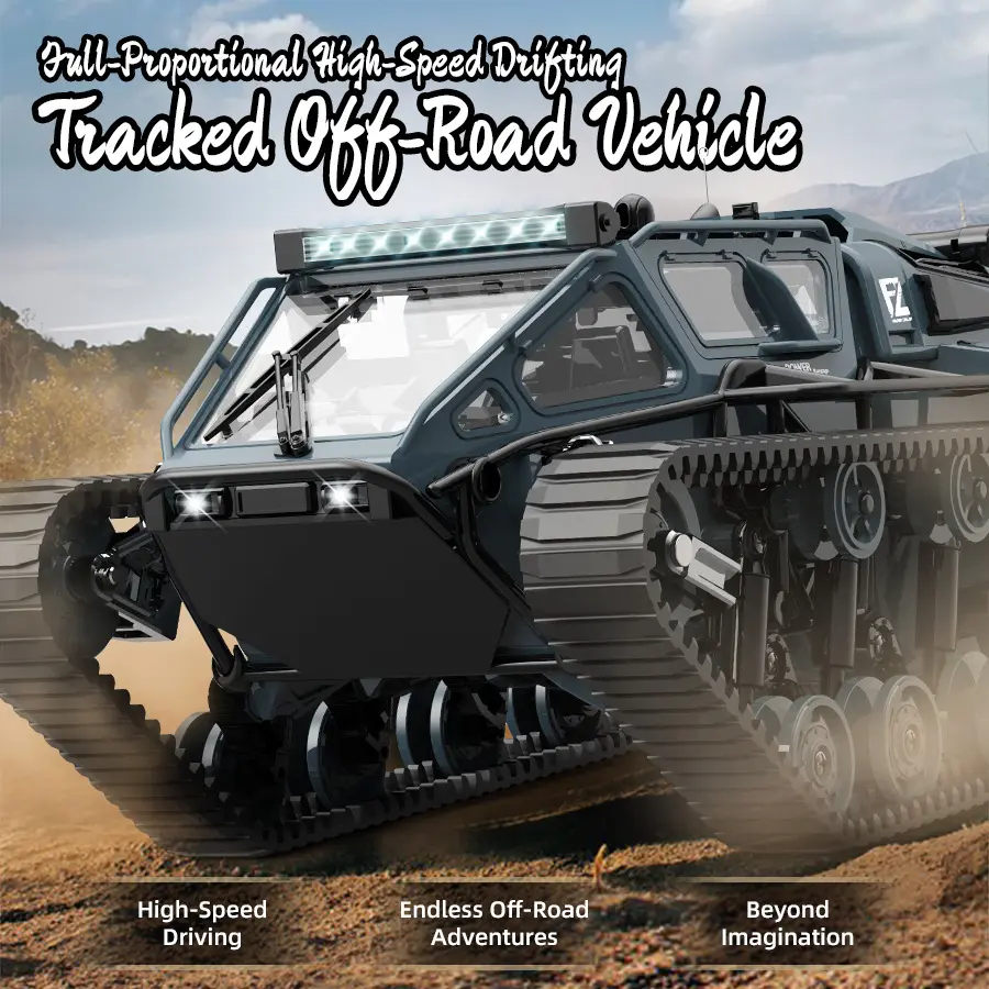 JJRC Durable Military-Style All-Terrain RC Tank - 2.4G Remote Control Rubber Tracked Vehicle, Off-Road Climbing Toy for 8-12 Year Old Kids