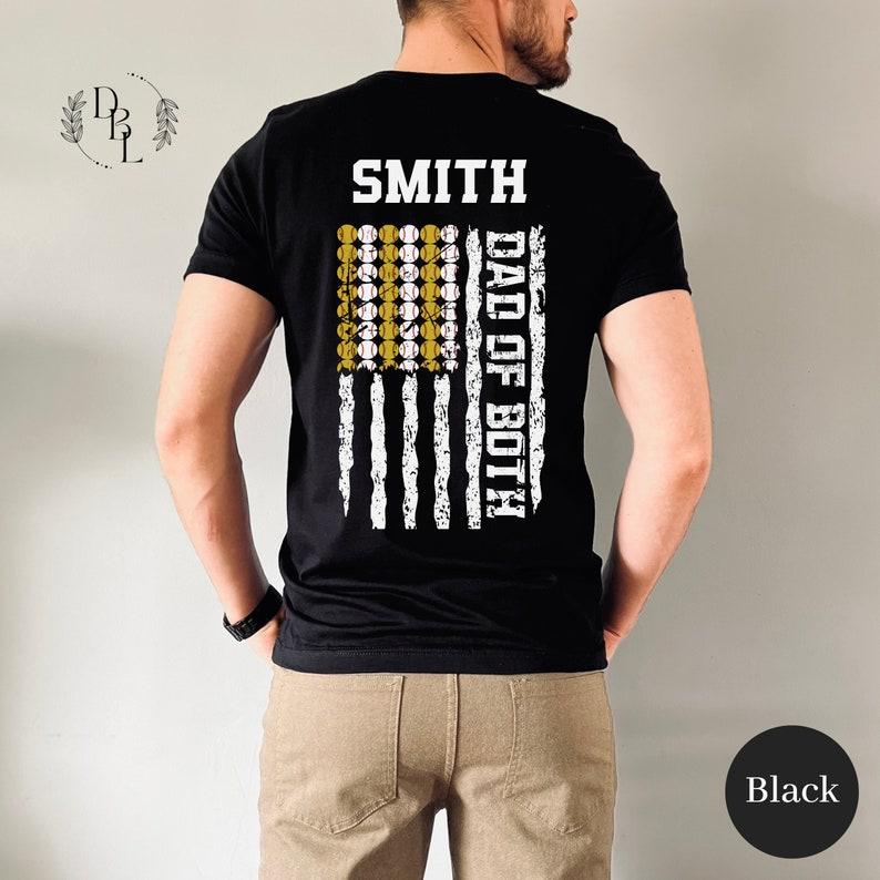 Custom Softball and Baseball Shirt For Dad Gift For Fathers Day Tshirt For Softball Coach Personalized Tee For Baseball Dad Game Day T-Shirt