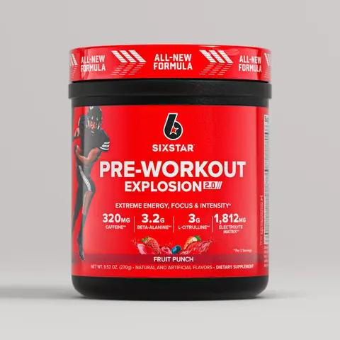 Six Star Pre-Workout Powder for Men & Women, Fruit Punch (30 Servings) - Preworkout Explosion 2.0 Energy Powder Drink Mix with Beta-Alanine & Caffeine - Sports Nutrition Supplement Products