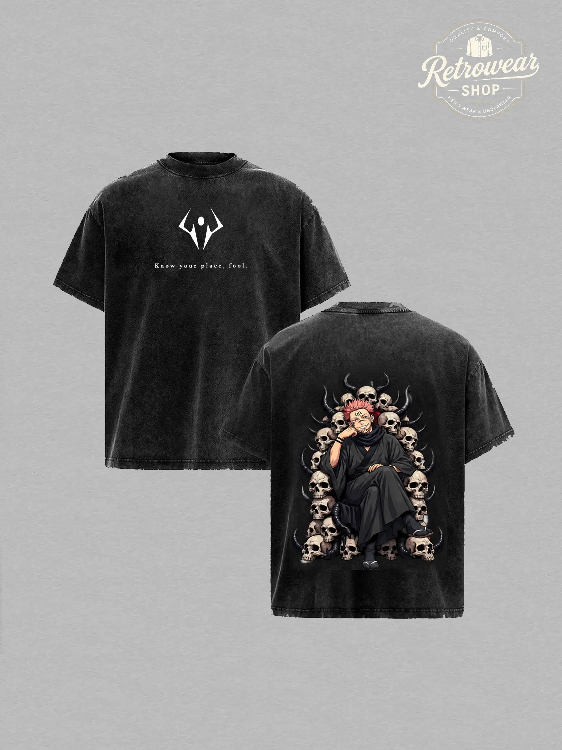 Ryomen Sukuna Jujutsu Kaisen Anime Washed Tee – Oversized Washed Heavy Cotton Vintage Anime Shirt _ Otaku Collector Drop