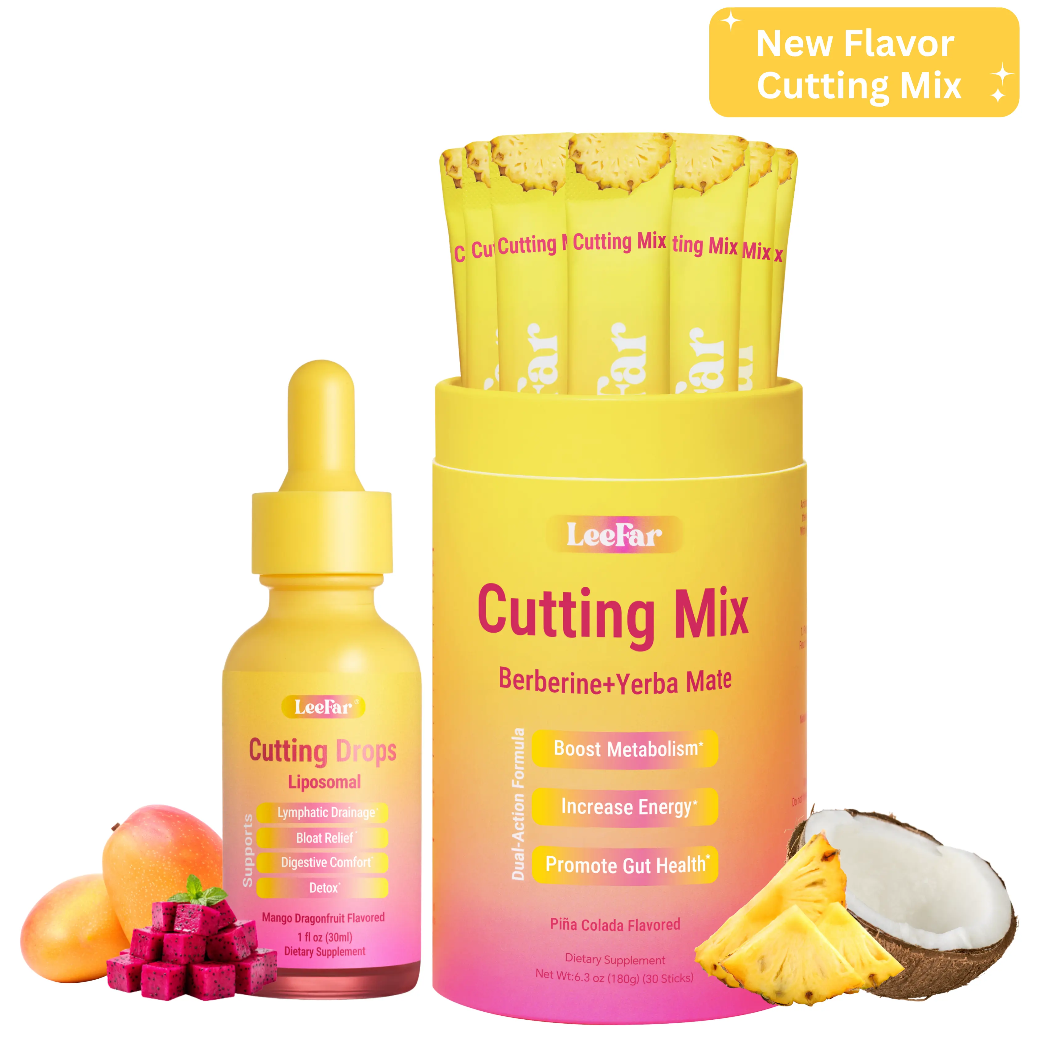【Leefar Cutting Bundle】Leefar Cutting Mix| Piña Colada Flavor*1+Leefar Cutting Drops| Mango Dragonfruti *1