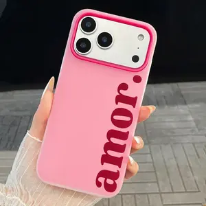 Red "Amor." Letter Print Personalized Phone Case For iPhone 17 16 Pro Max 15 14 Plus 13 12 11 XS XR 16E 17 Air 2-In-1 Soft Cover