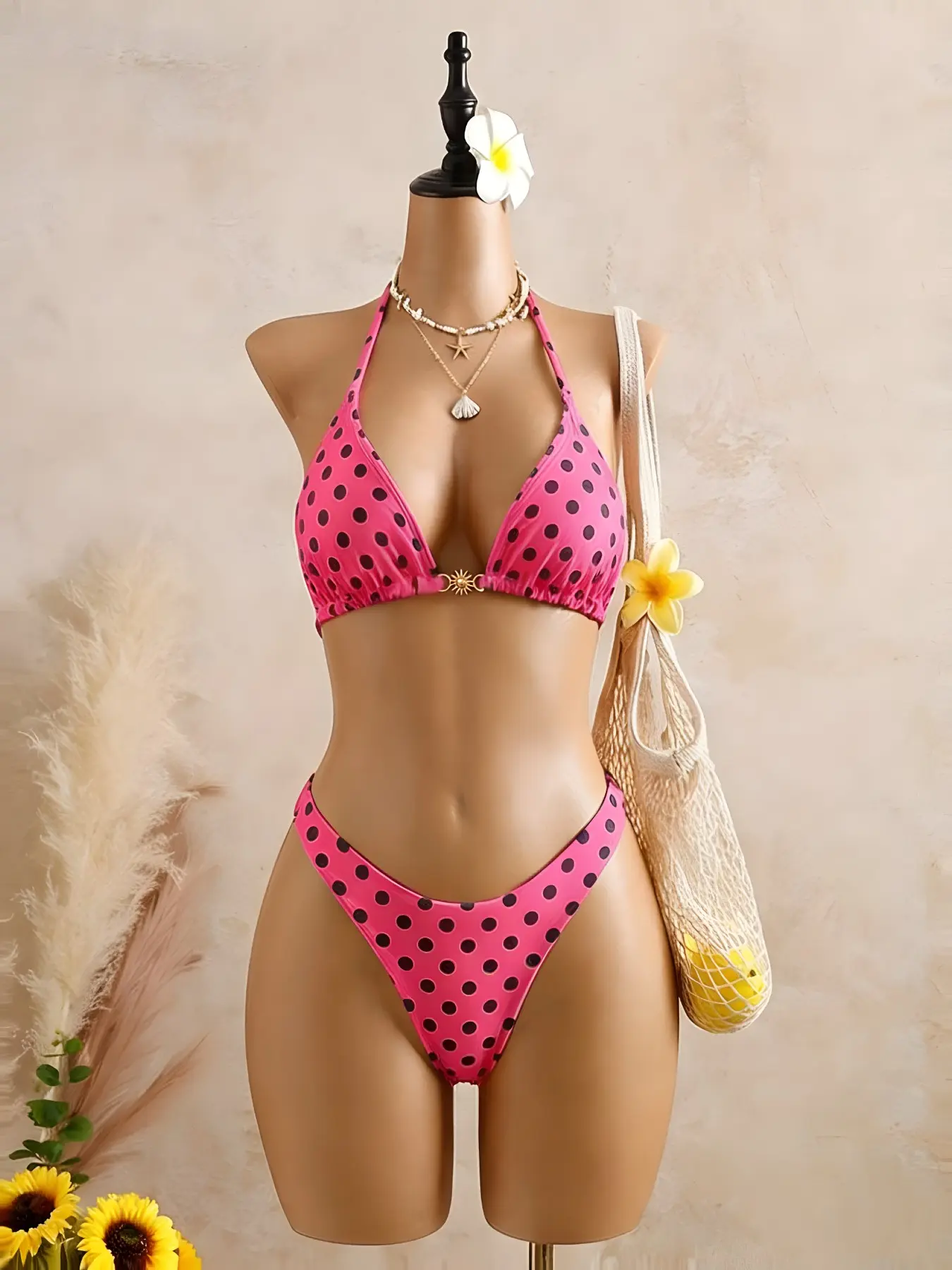Women's Sexy Bikini Two-Piece Set, Strappy Triangle Top, Fashion Beachwear, Comfortable Swimsuit, Fitted Triangle Swimwear, Perfect for Summer, Strappy Design, Bikini Swimsuits