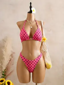 Women's Sexy Bikini Two-Piece Set, Strappy Triangle Top, Fashion Beachwear, Comfortable Swimsuit, Perfect for Summer, Strappy Design