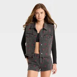 Women's Denim Oversized Trucker Vest - Wild Fable