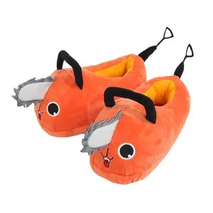 Chainsaw Demon Pochita Plush Slippers for Indoor Comfort with Unique Demon Design and Soft Plush Material