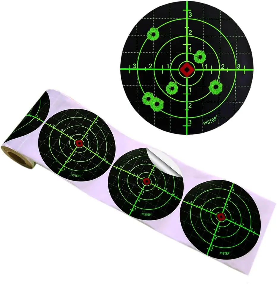 Splatter Shooting Targets 6 Inch Reactive Paper Target Stickers 100 Self Adhesive Target Roll for BB Gun, Pellet Gun, Airsoft, Rifle Indoor and Outdoor Shooting Range