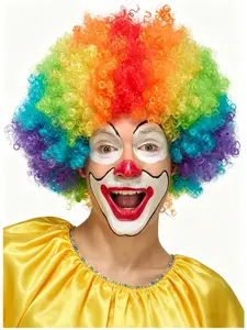 Colorful Fluffy Wig for Cosplay and Costume Parties, High-Quality Synthetic Fiber, Perfect for Party and Sports Fan Gatherings