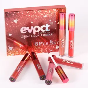 6Pcs Matte to Glitter Liquid Lipstick Long Lasting Lip Set Kit Cosmetic Gloss Lipgloss Makeup Gift Glossy Lip Care