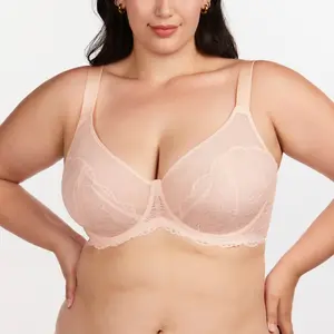 HSIA Blossom Unlined Floral Plus Size Lightweight Breathable Soft Mesh Comfortable Lace Unpadded Adjustable Straps Full Coverage Women Bra Womenswear Underwear