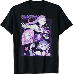 HUNTR/X Kpop Anime Graphic T-Shirt, Retro Idol Streetwear Tee, Aesthetic Korean Pop Shirt for Men Women