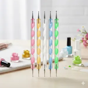 Professional Stainless Steel Nail Art Tool Set: Dotting Pens, Sculpting Brushes for Nail Design, 3D Embossing, Clay Art & Precise Dotting. Perfect for DIY Nail Art and Creative Craft Projects.