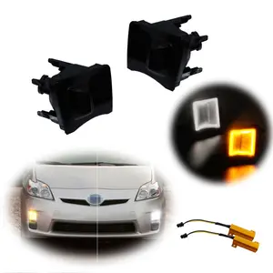 2PCS Smoked Lens Amber / White LED Front Turn Signal Lamp DRL Light For Toyota Prius 2010 2011 Replace OEM 8151147020, 8151147022, 8152147020, 8152147022