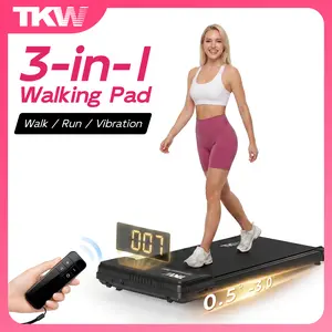 TKW 3-in-1 Walking Vibration pad, Lightweight UnderDeskWalking pad Treadmill, 220-300lbs Weight Capacity,Low-Noise Motor Walking Pad,withHandle, Remote Control & Wheels for Easy mobility, LEDDisplay