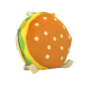 Burger Bag - Spacious Soft Plush Backpack with Adjustable Straps for Travel & More 12x12 inch Youth Friendly Design