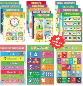 16 Educational Wall Posters for Children, Classroom and Teacher Decor for Kids, Perfect for Ages 1-5, Ideal for Elementary and Colorful-Themed Rooms.