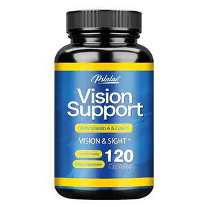 Pslalae 120 dietary supplement capsules, a 60-day supply, supports vision and visual health, and is rich in Vitamin A and lutein.