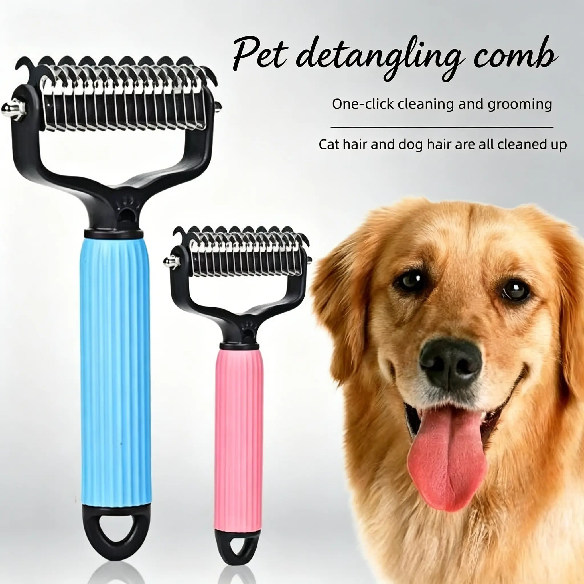 Double-Sided Cat & Dog Deshedding Dematting Comb - Undercoat Rake Grooming Tool, Matted Fur Remover for Long-Haired Pets, Grooming Accessories (Mid-Year Sale, Restock, DFYD, Deals for You Day Summerwins), Deshedding Tool