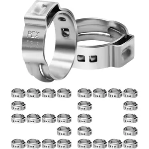 50 Pack 3/4" PEX Cinch Clamps, Stainless Steel Single Ear Hose Clamps