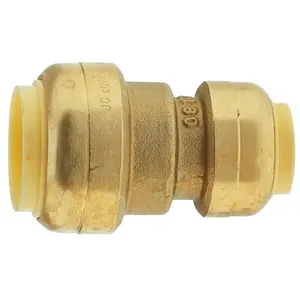 212 MAIN Brass Push Fitting Coupling, 0.75 x 0.5 in., Compact, Quick Install for Pipe Repair