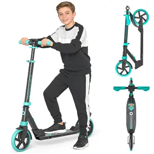 Commugo T1pro Kick Scooter for Kids & Teens - Foldable Lightweight Design with Suspension, 8 Inch Wheels & Heavy-Duty Anti-Slip Grip | Perfect for Campus Travel, Short-Distance Family Outings Max Load 240 LBS Folding Escooter Adjustable Height Handlebars