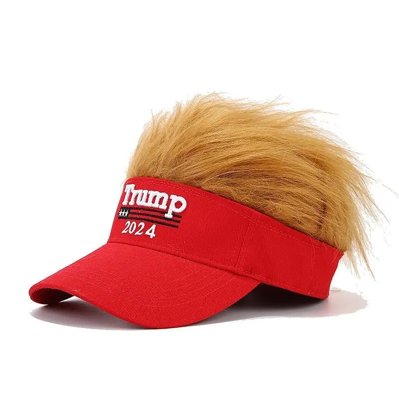 (Ship from USA) Trump 2024 Hat with Hair,Donald Trump Make America Great Again Wig Hat Embroidered Ultra Adjustable MAGA Baseball Cap usa flag