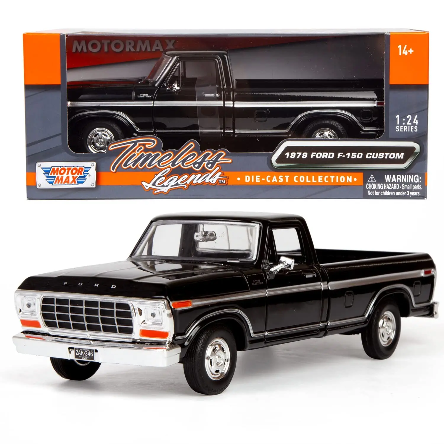 1979 Ford F-150 Custom Pickup Truck Black 1:24 Scale Diecast Model Car by Motormax
