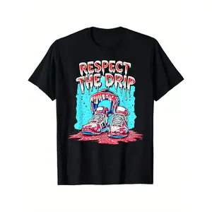 ' Respect The Drip Wrestling Ice Cream Drip with Sprinkles Graphic T-Shirt - 100% Cotton Crew Neck Short Sleeve, Boys & Girls Youth Casual Summer Birthday Party Outfit, Gym & Sports Wear, Wrestling Fan Apparel, Birthday Gift for Boys & Girls (3-13Y)