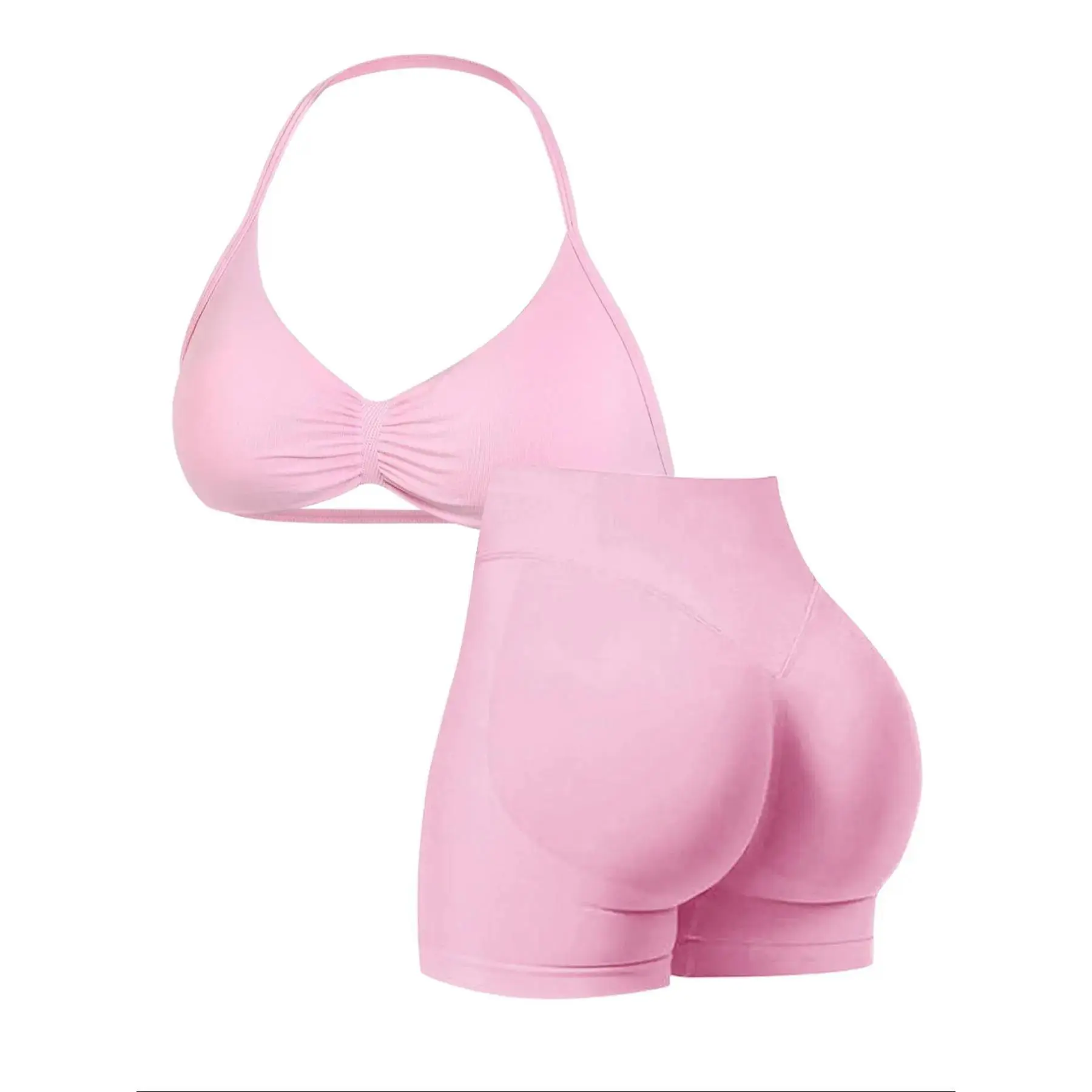 New Women's Sporty Yoga Set, High-Waist Tight-Fitting Shorts and Tank Top, Summer Fitness for Running and Gym, High Waisted Yoga