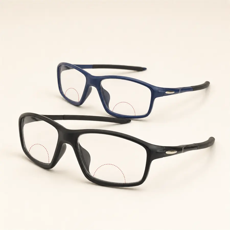 Light-Adaptive Bifocal Readers with Wraparound Temples, Lightweight Full-Rim Glasses for Reading, Phone and Outdoor Use