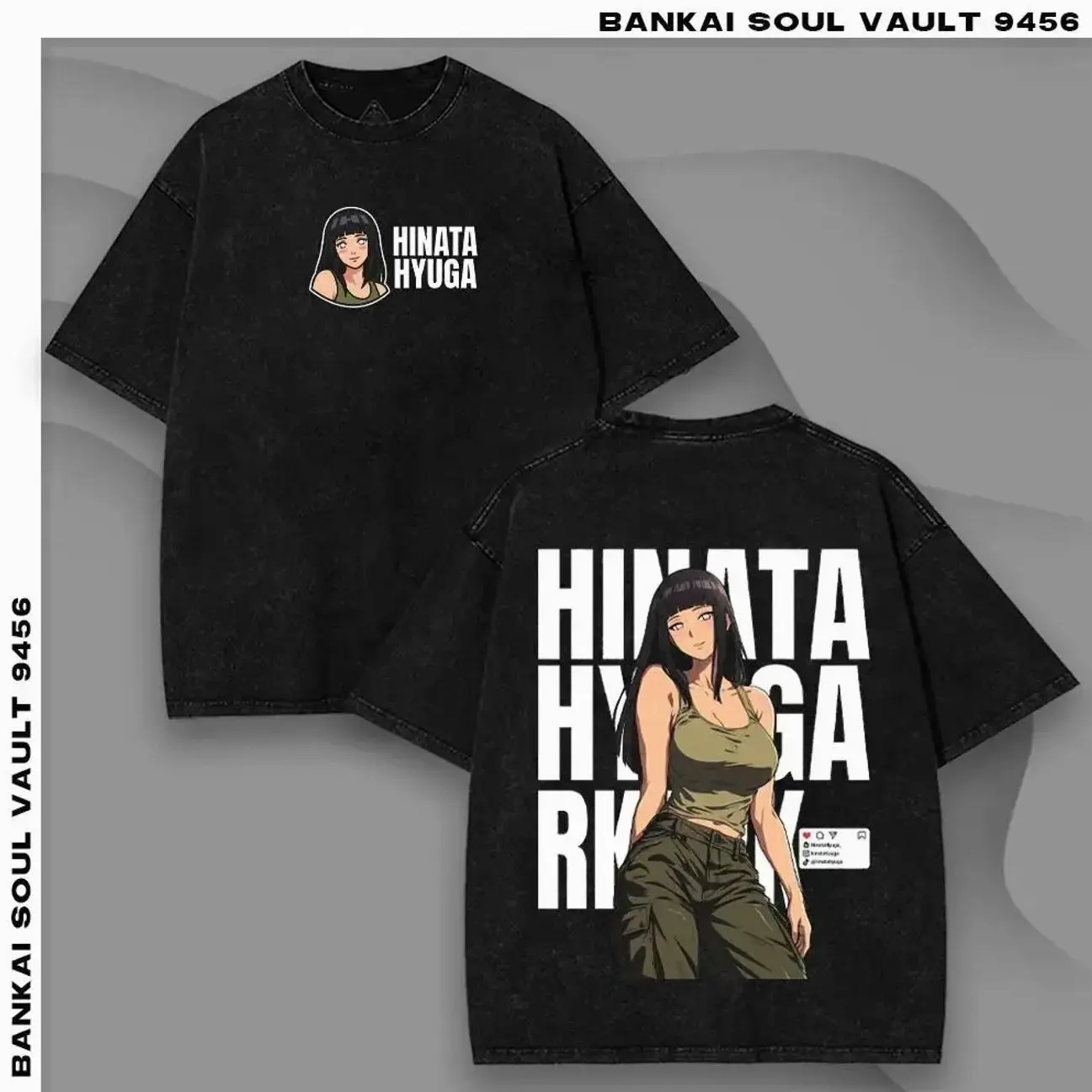 Hinata Hyuga Naruto Shippuden Graphic T-shirt Crewneck Sweatshirt Hoodie Tanktop Streetwear 100% Cotton Oversized Gentle Step Twin Lion Fists Fan Gift Heavyweight Aesthetic Washed Print Unisex Top Byakugan Princess Design 6N0