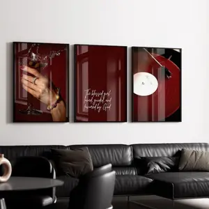 Burgundy Luxury Fashion Poster Set of 3 Luxury Fashion Prints, Designer Wall Art, Hypebeast Decor