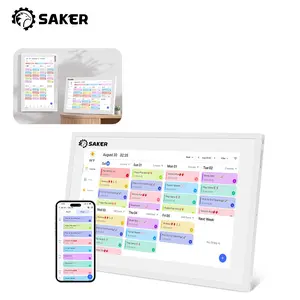 10.1" Digital Calendar Meal Planner Duty Chart To Do List HD Smart Touch Screen Home Interactive Smart Electron Calender with Built-in Digital Photo Frame Function White