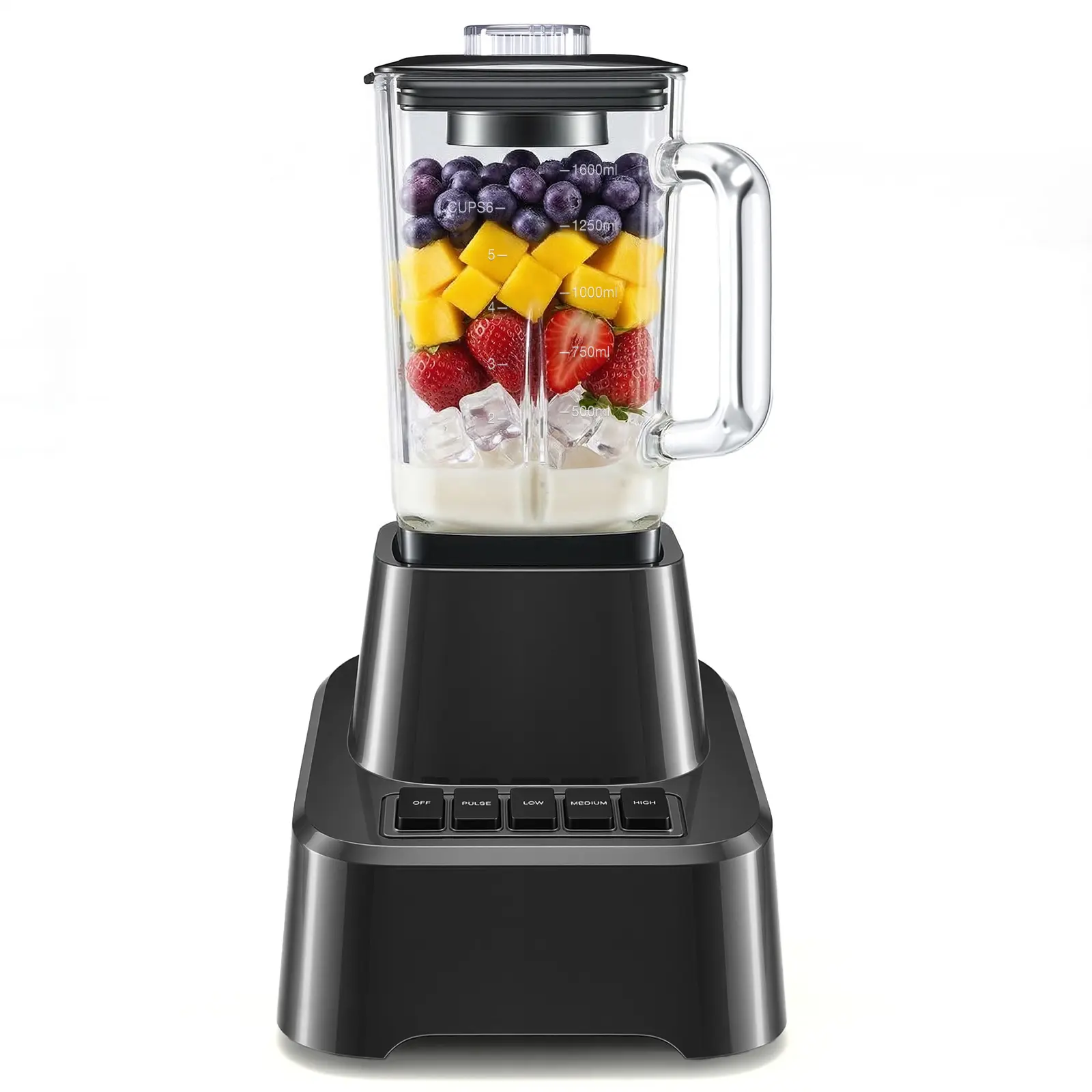 Professional Smoothie & Food Processing Blender, 1100W Motor, 3 Preset Functions for Frozen Drinks, Smoothies & Sauces, Large Pitcher with To-Go Cups