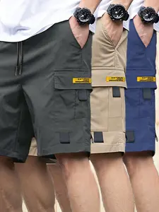 Men’s Summer Functional Cargo Shorts   Multi-Pocket Trendy Brand Knee-Length Loose Straight-Leg Design