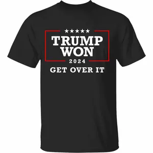 TKW | Trump Won Get Over It 2024 T-Shirt, Crewneck Sweatshirt, Patriotic Apparel For Loyal Trump Supporters, USA Politics, Apparel, Bold Statement Election Apparel